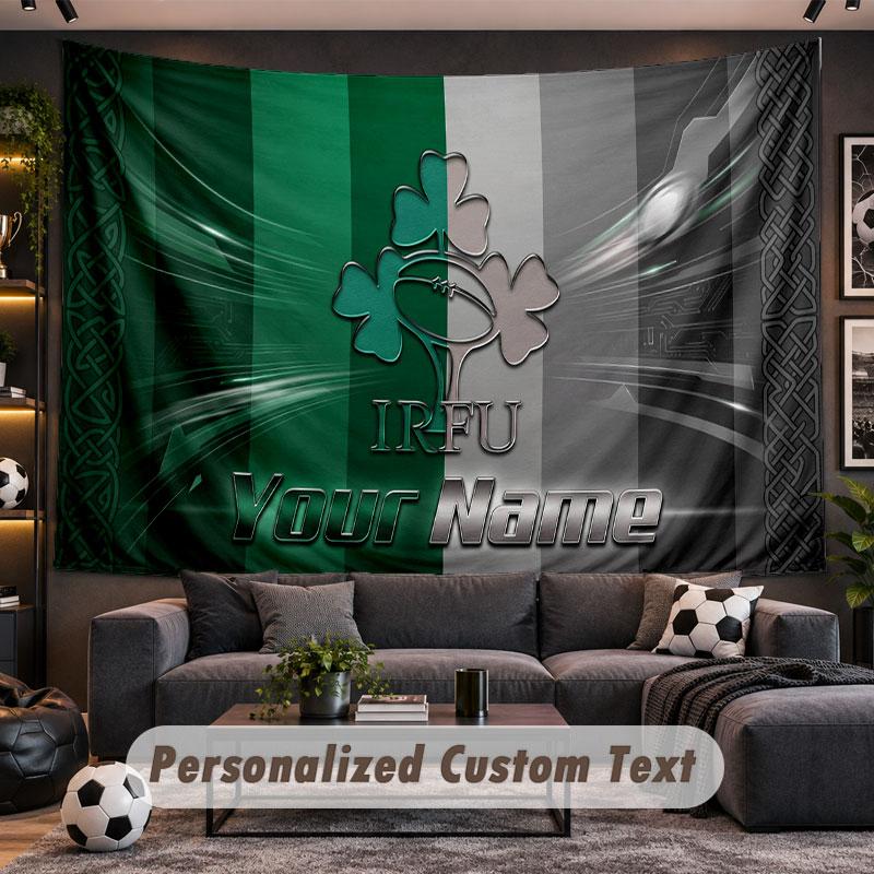 Wall Hanging Tapestry Custom NameIreland Rugby Pattern Personalized Printed Fabric Wall Decor