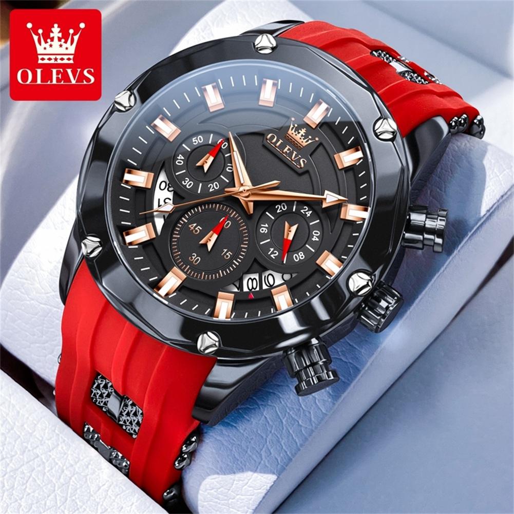 OLEVS 9991 Original Man Watch Silicone Strap Multifunction Quartz Wrist Watch for Men Fashion Chronograph Sport Waterproof Watch