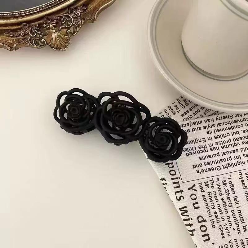 10.5cm Grinding Camellia Rose Flower Large Hair Claw Clip Ins Plate Acrylic Hair Shark Clip for Female Hair Accessories