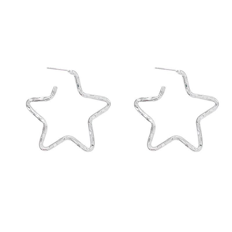 Niche cold wind bump irregular five-pointed star earrings women's 111 silver needle high-end earrings temperament earrings