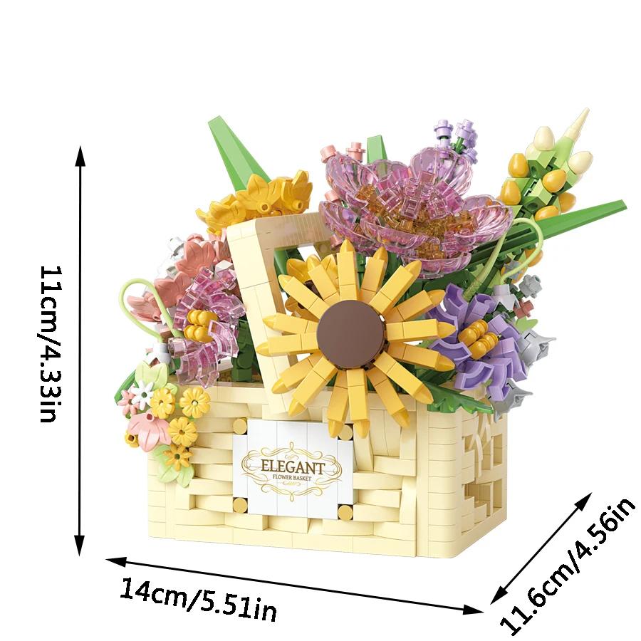 1263pcs Building Blocks DIY Plant Bonsai, Creative Flower Basket Model Set for Adult and Children's Ideal Holiday Gifts