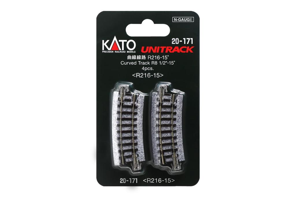 KATO N колея изогнутый путь R216-15° 4 шт 20-171 Железнодорожные принадлежности для моделей