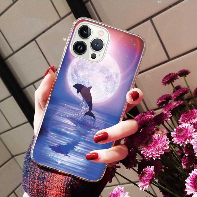 Чехол для мобильного телефона Dolphin Whale Funda для iPhone 14 13 12 11 Pro Max XS XR X 8 7 Plus SE2