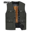 Мужской осенне-зимний теплый хлопковый жилет с несколькими карманами, повседневный жилет, пальто