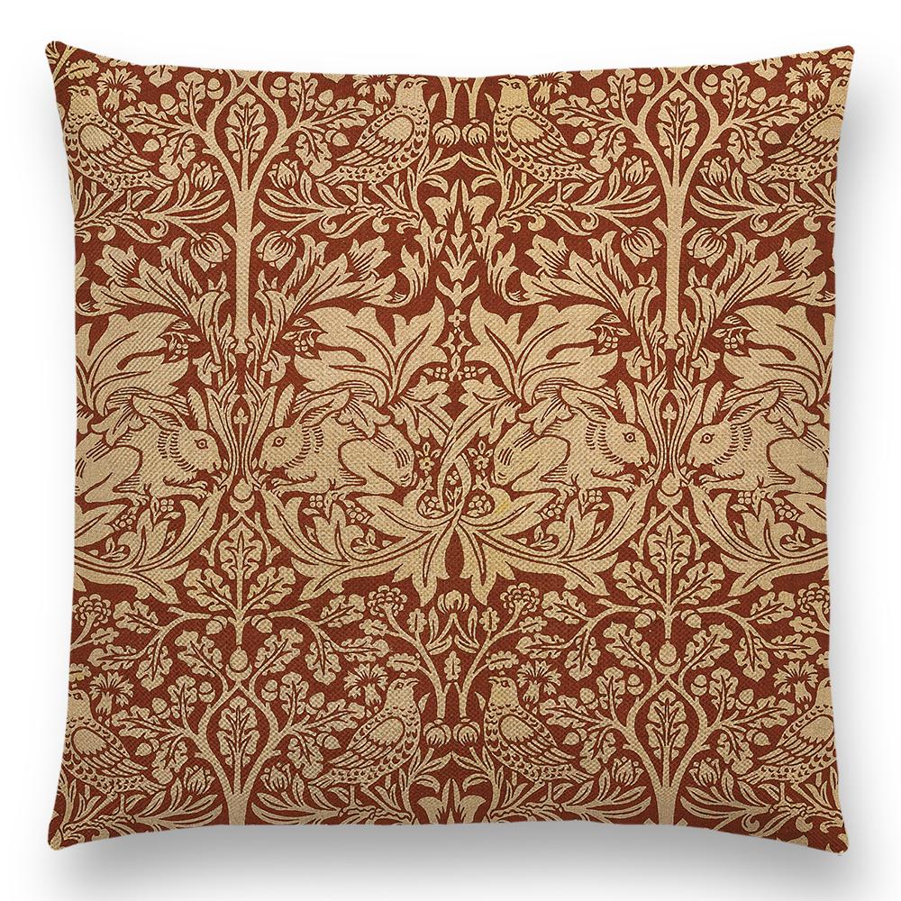 Чехол для подушки William Morris Thief Red, льняная роскошная подушка для домашнего декора, наволочка для дивана, гостиной, 40 см/45 см/50 см/60 см