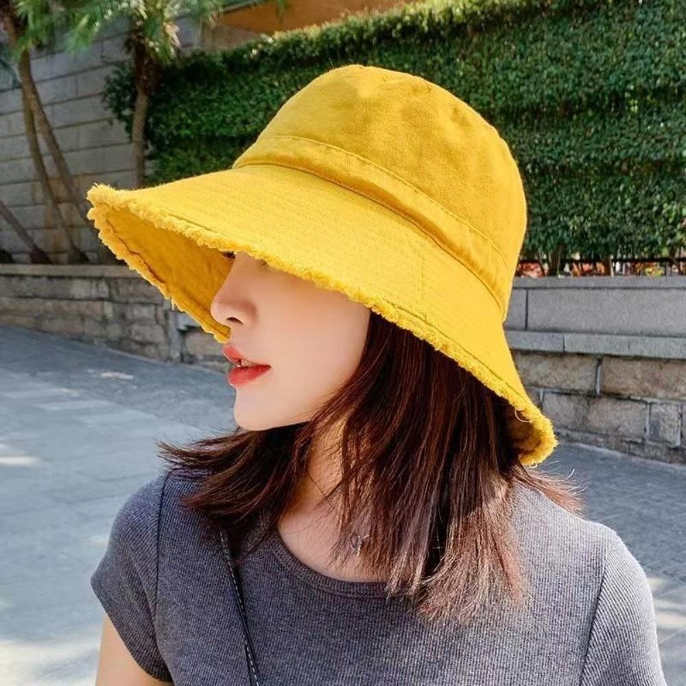 Foldable Thin Bucket Hat Sunshade Sun Protection Cap Sun Cap Raw Edge Fisherman Hat Men
