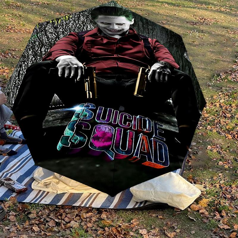 1PC Joker Suicide Squad Umbrella-8-Rib Reinforced, Automatic Open, Lightweight & Durable, Cute Fashion Accessory for Outdoor, D2636