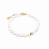Bracelet - Unwe - Perles Blanches - Finition or Jaune 18 Carats - 17 Cm + 3 Cm D'extension