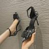 "Summer 2024 Women's Black Pointed Toe Stiletto Heels with Single Strap - Comfortable and Stylish"
