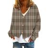 Women's Fashion Short Jacket Casual Long Sleeve Plaid Print Single Breasted Plush Top