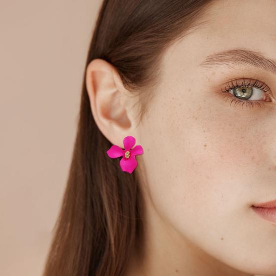 1 пара женских сережек-гвоздиков в форме цветка, гладких лепестков, украшения для ушей, ювелирные изделия для леди