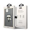 Etui do iPhone 14 Plus Karl Lagerfeld Saffiano Karl`s Head Srebrne