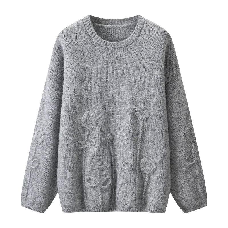 Women's Autumn 2026 Stylish Loose Jacquard Knit Pullover Sweater
