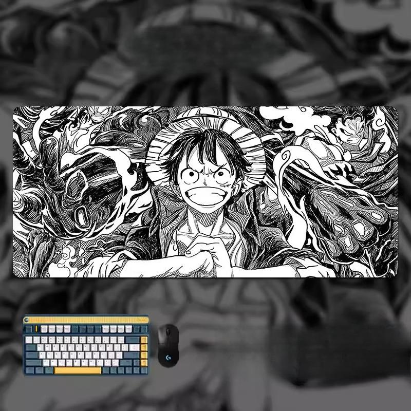 Коврик для мыши с рисунком высокой четкости ONE PIECE, очень большой, анимация, Луффи, для гейминга, настольный коврик, компьютерный коврик, офисный, водонепроницаемый, нескользящий, кожаный коврик для мыши