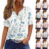 Women's T Shirt Print Button Short Sleeve Daily Weekend Fashion Basic V-Neck Regular Top