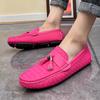 Pink Tassel Loafers Men Fashion Luxury Designer Shoes Lightweight Flat Shoes Man Slip-on Breathable Men's Leather Moccasins