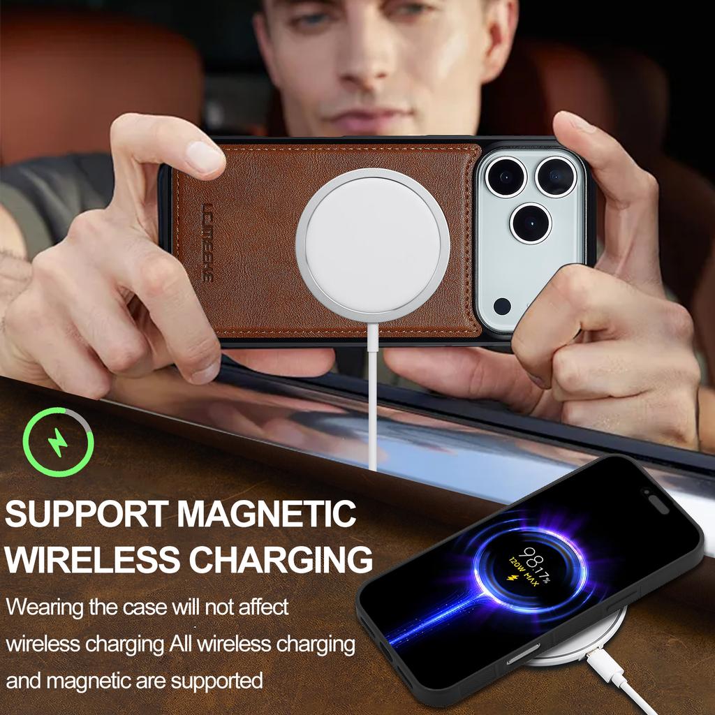 LC.IMEEKE Для iPhone 17 Pro Магнитный чехол Совместимый с MagSafe Кожа+ТПУ Задняя крышка