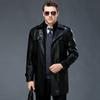 Sheep Leather Jacket for Middle-aged and Elderly Dad Men's Mid-length Coat Autumn and Winter Suit Collar Leather Jacket