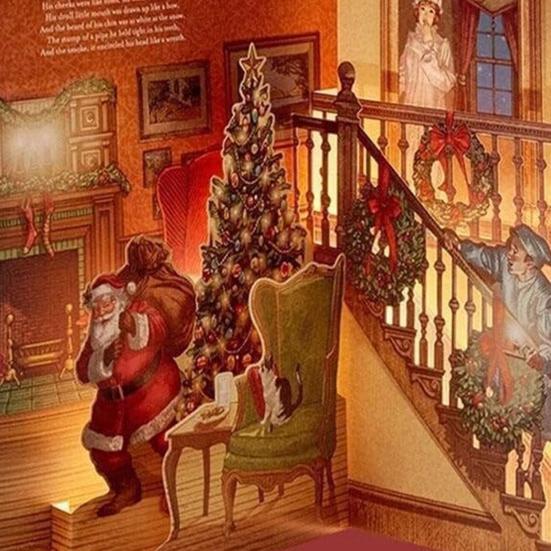 Раскладная книга «Ночь перед Рождеством» Рождественская музыкальная книга со светом и