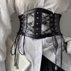 Dress Girdle Lace Cummerbunds PU Leather Wide Waist Belt Slimming Female Waistband Women
