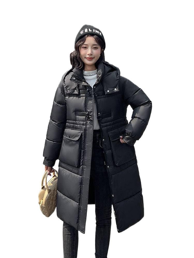 Polyester cotton-padded clothes women's new Korean version of cotton-padded clothes medium and long knee-padded jackets loose and thickene