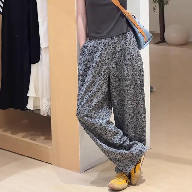 Женские брюки с высокой талией и широкими штанинами в стиле ретро пейсли - Летний стиль 2025