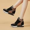 6 см высокие женские туфли из искусственной кожи на платформе, ботильоны на танкетке со скрытым каблуком, осенние теплые меховые зимние туфли, кроссовки