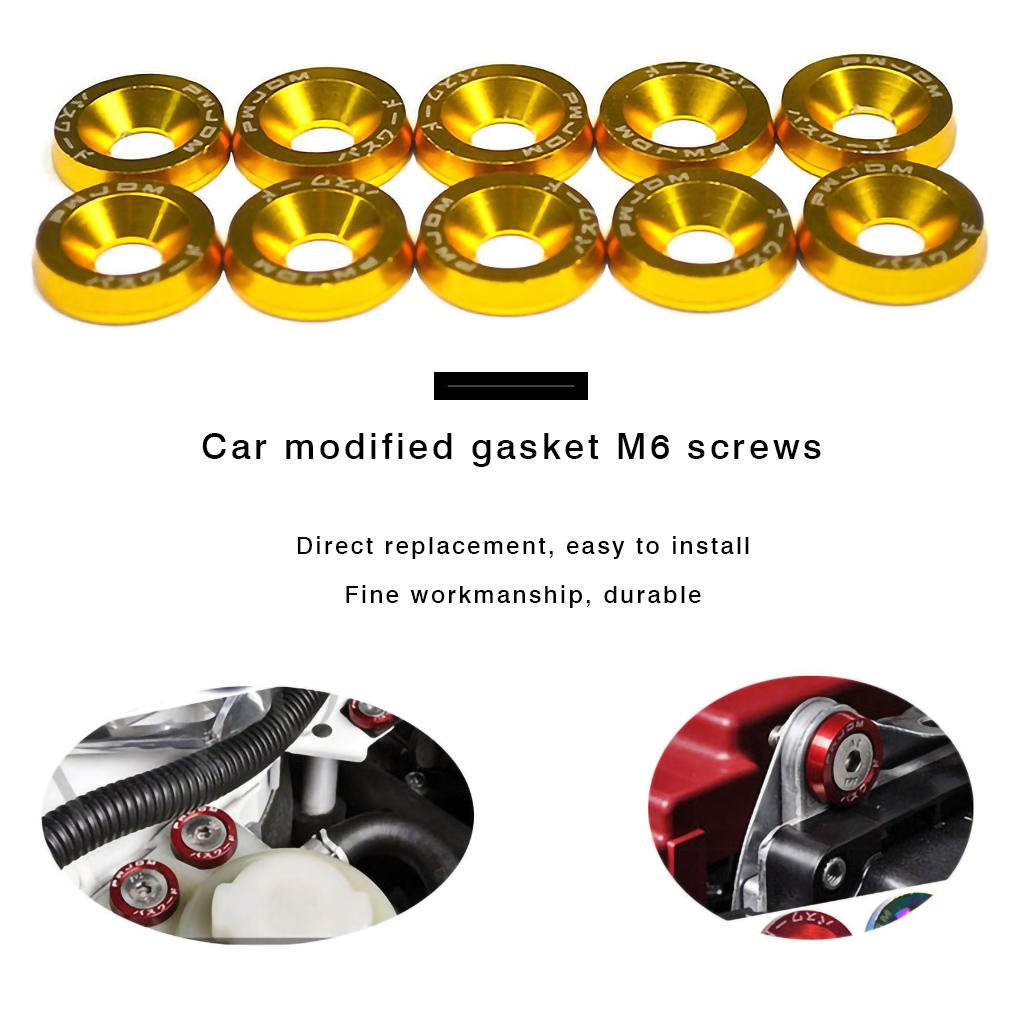 10pcs For M6 JDM Car Bumper Engine Concave Screws Modified Hex Fasteners Fender Washer Auto Part Accessories