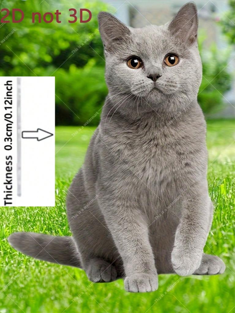 1 шт. садовых колышков для кошек, выполненных в виде серых кошачьих животных для украшения уличных цветочных горшков, идеальный подарок для любителей кошек.