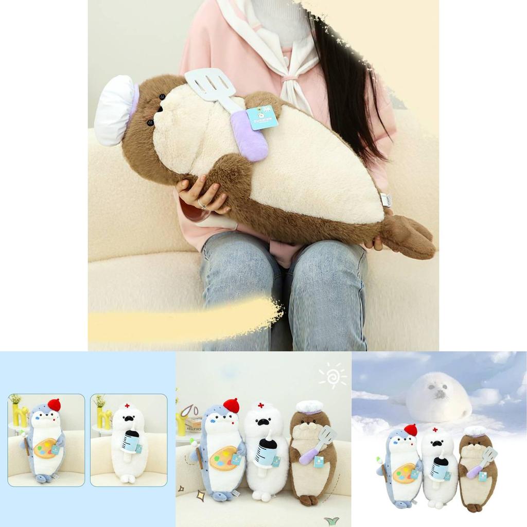 Cute Chef Seal Plush Doll Cozy Cuddly Animal Pillow For Relaxation And Play