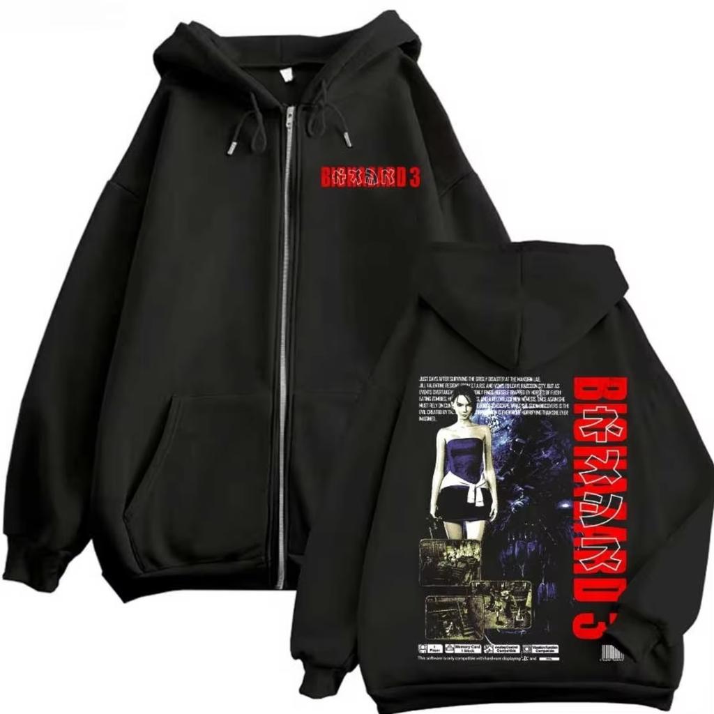 Resident Evil Game Theme Zipper Hoodie Retro Street Style Men's and Women's Zipper Hoodie Street Fashion