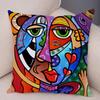 Abstract Cartoon Girl Colorful DoubleSided Throw Pillow Case Artistic Cushion Cover for Sofa Living Room Home Decor
