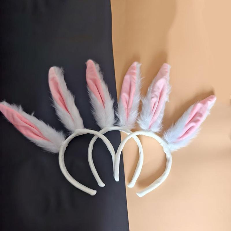 Плюшевая заколка для волос в виде кроличьих ушек - Милая повязка на голову с ушками животных для рождественских и хэллоуинских украшений