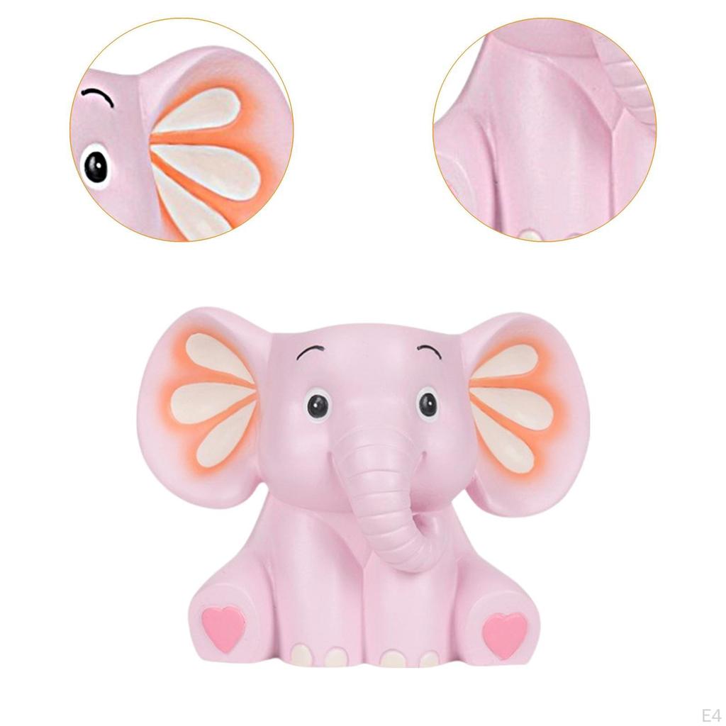 Cute Elephant Pen Holder Decoration Desktop Organizer for Desk Supplies Hand Painted Resin Statue
