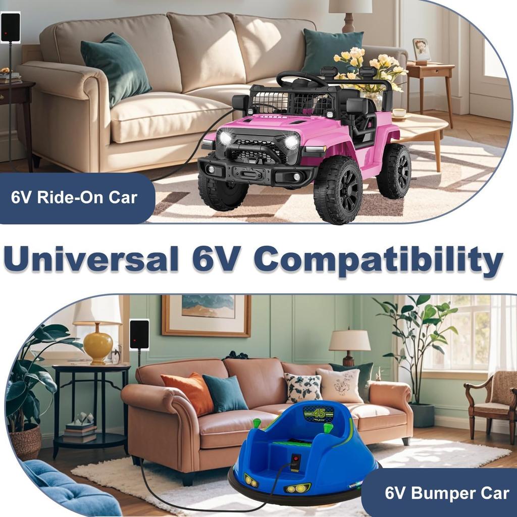 6V Battery Charger For Ride On Toys Universal 6 Volt Bumper Car Charger For Flybar Kidzone Best Choice Products SUV Dynacraft Huffy Electric Cars