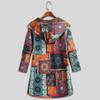 Ladies Long Sleeve Hooded Thick Composite Plush Vintage Flower Print Plus Size Hooded Jacket