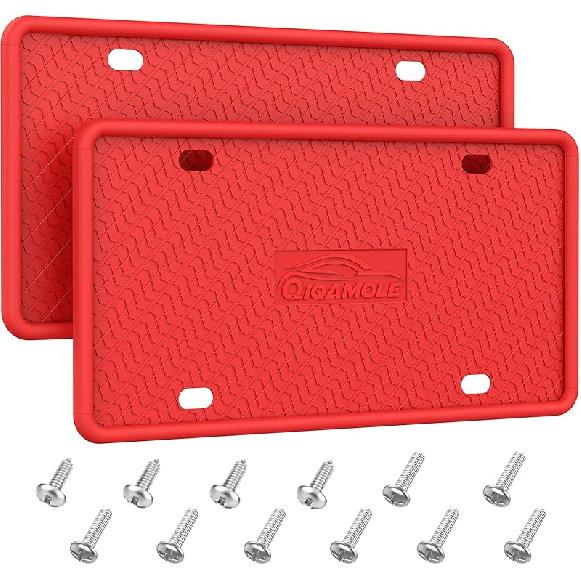 Silicone License Plate Frames, License Plate Holder For US CA Cars, Silicone Car Plate Cover Rustproof & Rattle Proof & Weatherproof Car Accessories