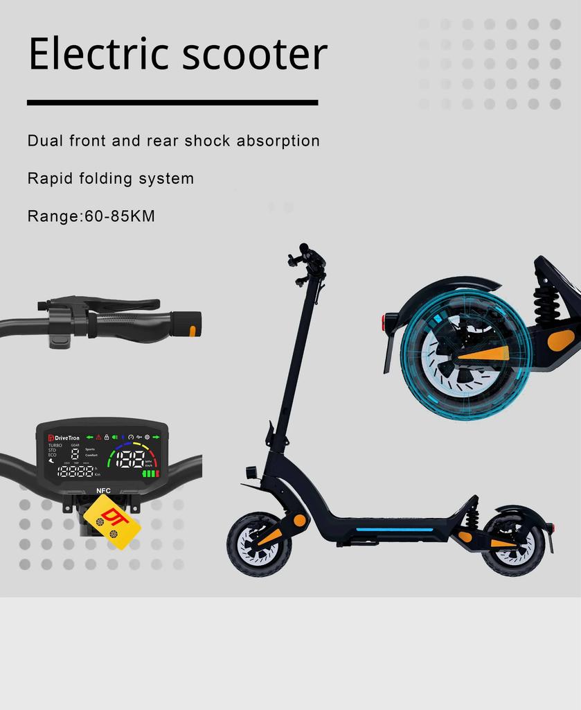 New E-Scooter New Model DT06 1900W Peak Power 60V18.2AH Battery 11‘’ Fat Tire Adult Electric Scooter.