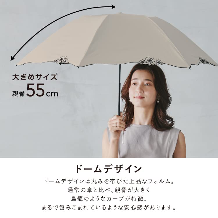 Зонт складной, затемняющий, купольный, ободок, цветок, мини, блокирующий свет, защита от ультрафиолета, как для солнца, так и для 55 см, цветочный узор, вышивка, для взрослых, милый