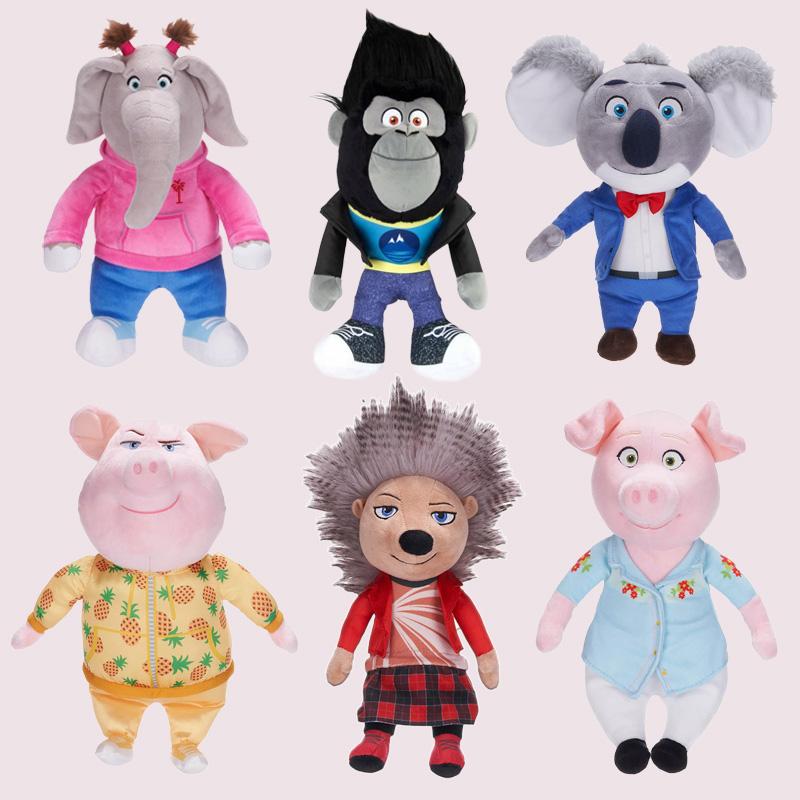 New Elephant Koala Pig Gorilla Hedgehog Plush Toys Sing 2 Anime Plush Collectibles Realistic Room Decoration Gifts For Children