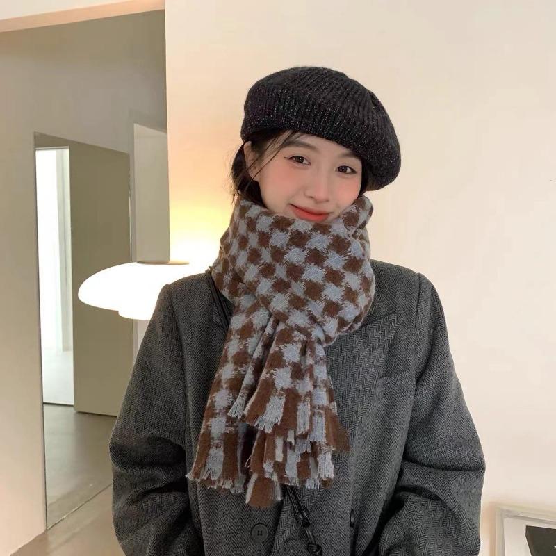 Plaid Collection~ Korean Plaid Fringed Ins Scarf Female Autumn And Winter Students Warm Atmosphere Scarf