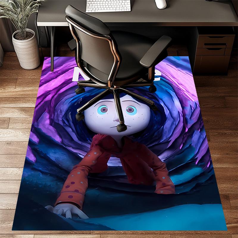 Custom Coraline Mat Personalized Name, Polyester Washable Indoor Entryway Rug, Gift for Christmas, Easter, Thanksgiving Day
