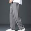 Men Sport Pants Loose Straight Wide Leg Drawstring Elastic Waist Soft Breathable Solid Color Gym Traning Jogging Sweatpants Full Length Trousers