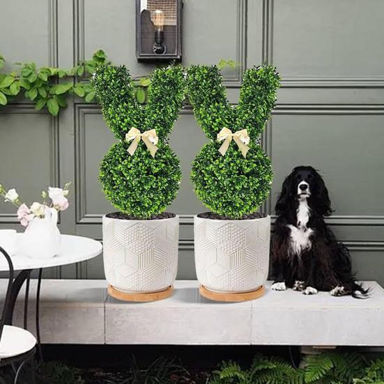 Рождественский снеговик топиарное дерево форма кролика искусственный топиарный кол для помещения улицы сад крыльцо искусственные кустарники растения украшение