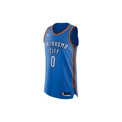 Мужская баскетбольная майка Russell Westbrook # 0 Thunder Player Edition в стиле ретро, синяя AV2680-404