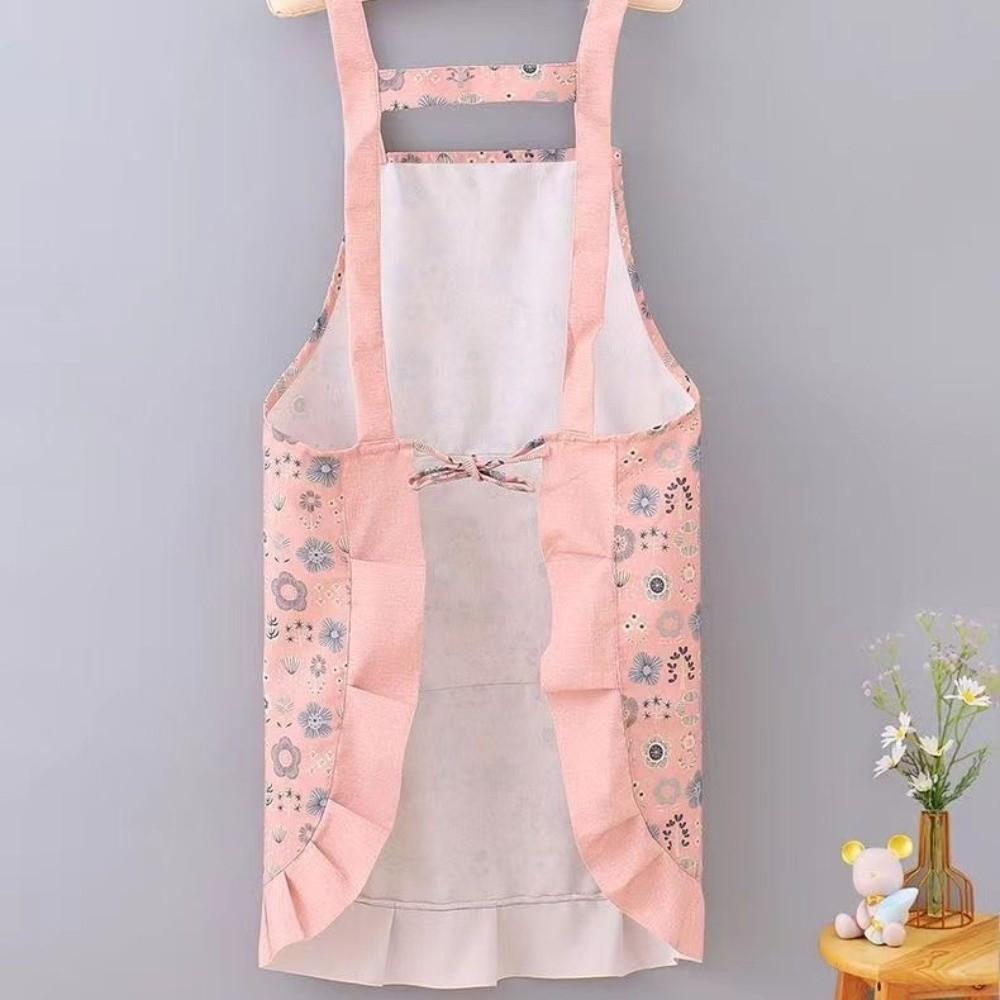 New Breathable Flower Kitchen Apron Cotton Korean Style Cooking Smock Wear-resistant Chef Apron for Women Girl