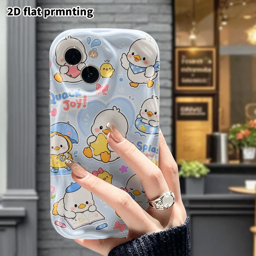 Phone case: 2D flat design suitable for iPhone 18, 17, 16, 15, 14, 13 Pro protective case, little white duck, perfect holiday gift for Christmas and H