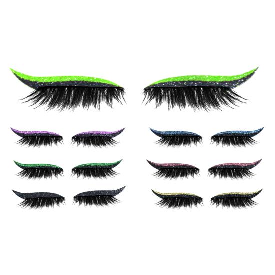8 Pairs Lazy Eye Shadow Eyelash Patch Waterproof Glitter Eyeshadow Eyelashes Makeup Stickers Eye Makeup Stickers with False Lashes Shadow