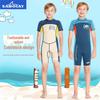 Children’s Thickened Short-Sleeve Swimsuit: Boy's 2MM Sunscreen Diving & Surfing Suit