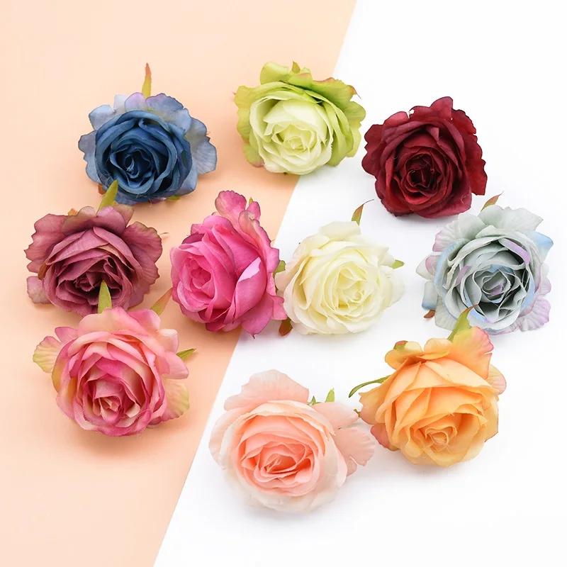 10/20pcs Artificial Flowers Silk Roses Wall Scrapbooking Wreaths Diy Gifts Candy Box Home Room Wedding Outdoor Decora Needlework